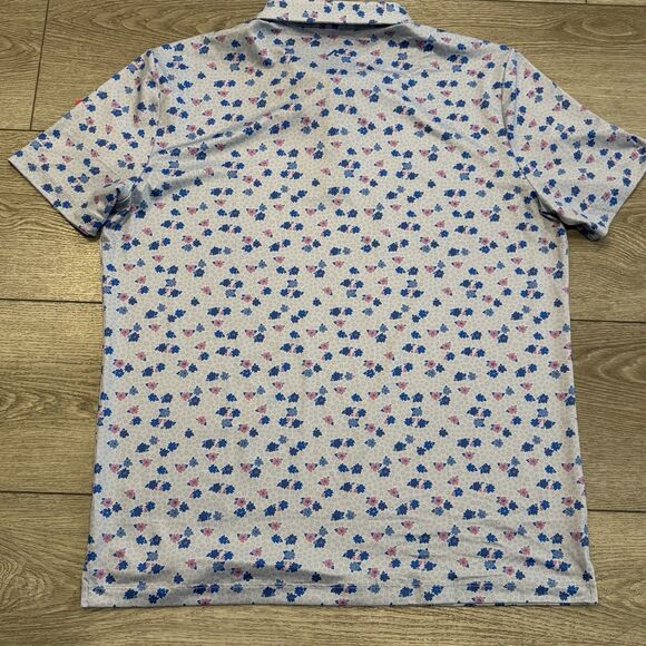 Redvanly Leone Golf Polo Shirt Mens Medium Blue Lavender Geometric NWT Preppy - Picture 6 of 6